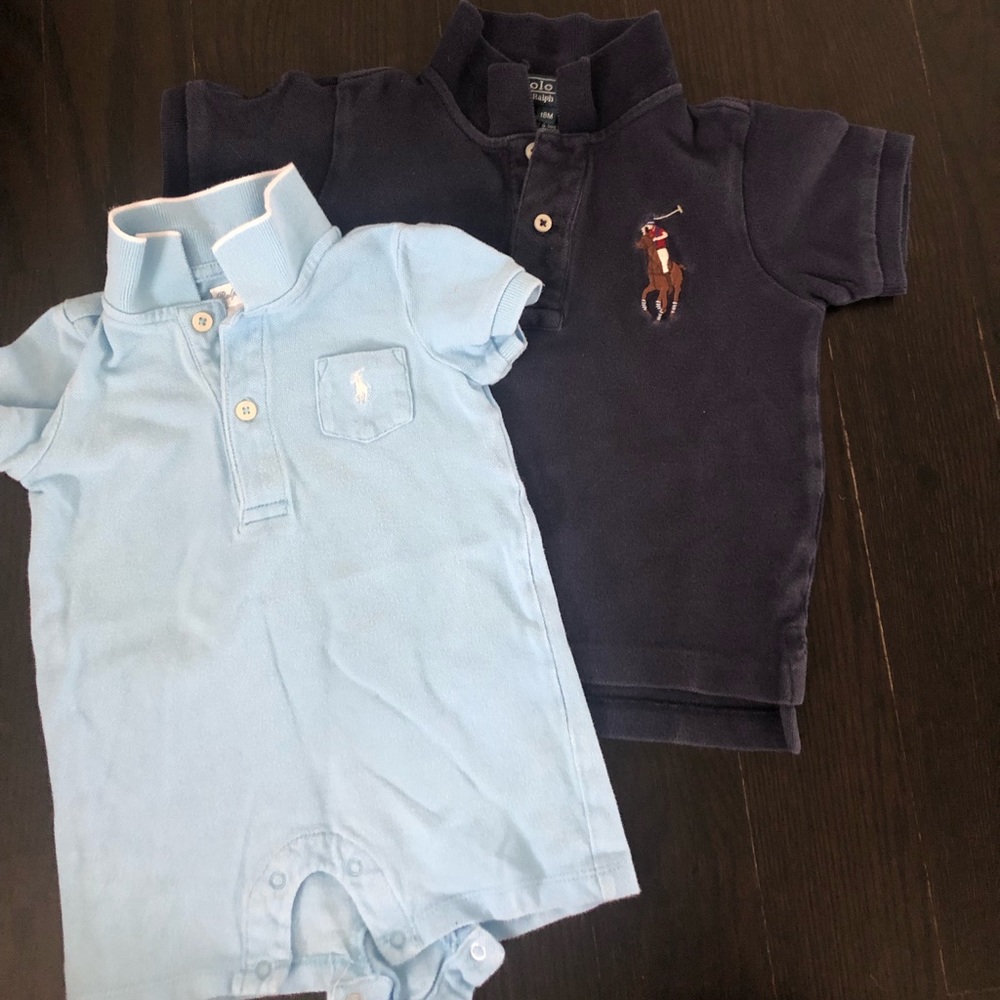 Ralph Lauren onsie 9M and short sleeve polo 18M.